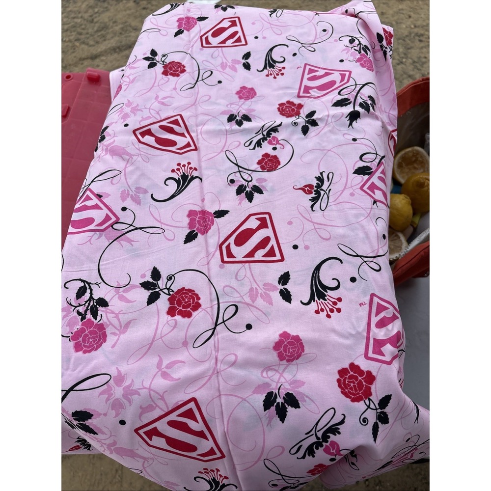 Camelot Fabrics DC Comic Supergirl Pink Rose Floral Cotton Fabric 2 Yards 44" W
